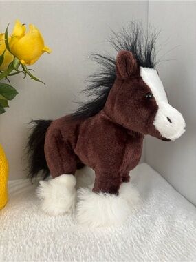 Gang webkiz Plush Brown and White Clydedale Horse Stuffed Animal -